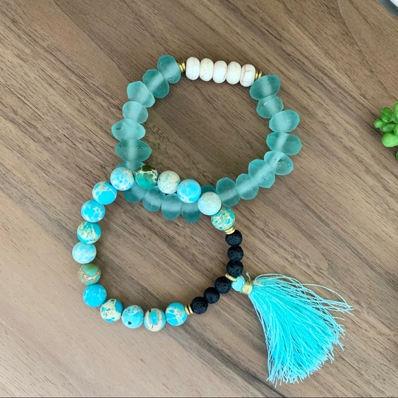 CCC Handmade Recycled Glass Stretchy Bracelets - Picture 2 of 5